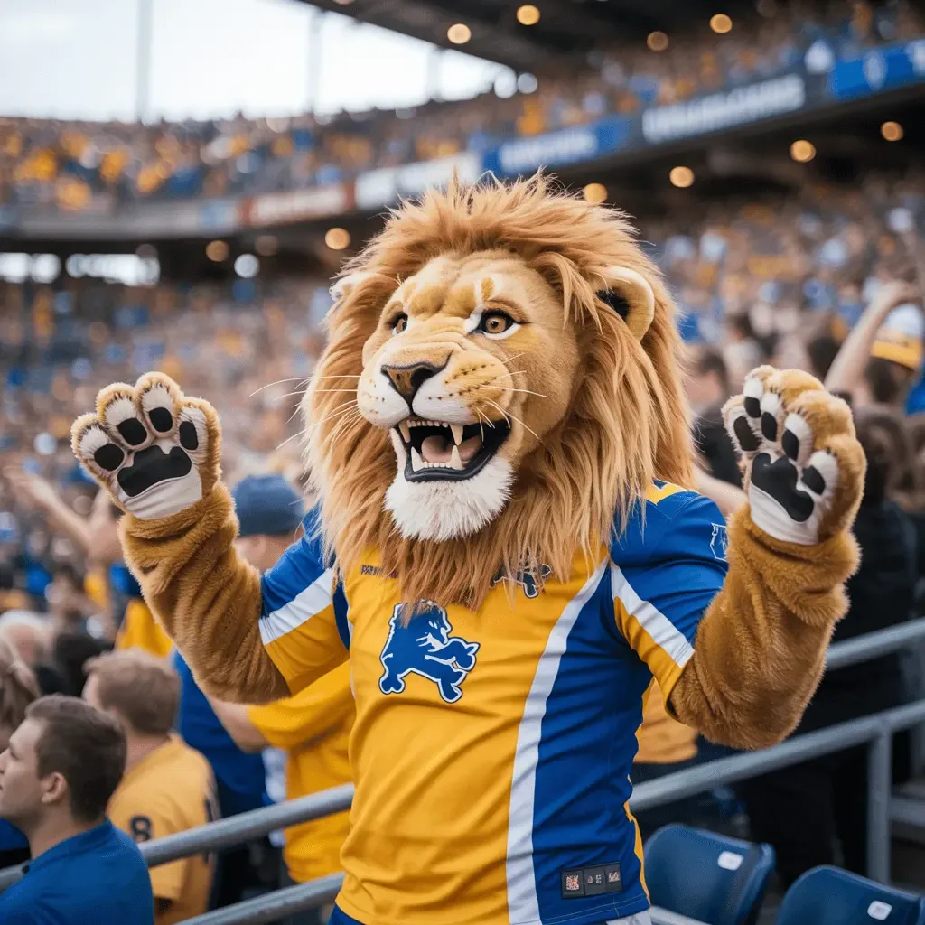 Ideogram Character keeping a lion mascot consistent in a new scene