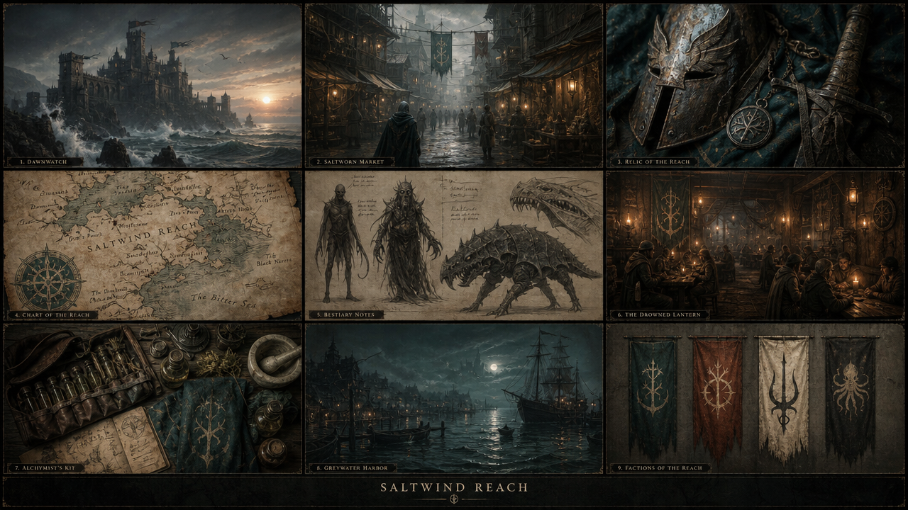 GPTImage2 dark fantasy worldbuilding board example