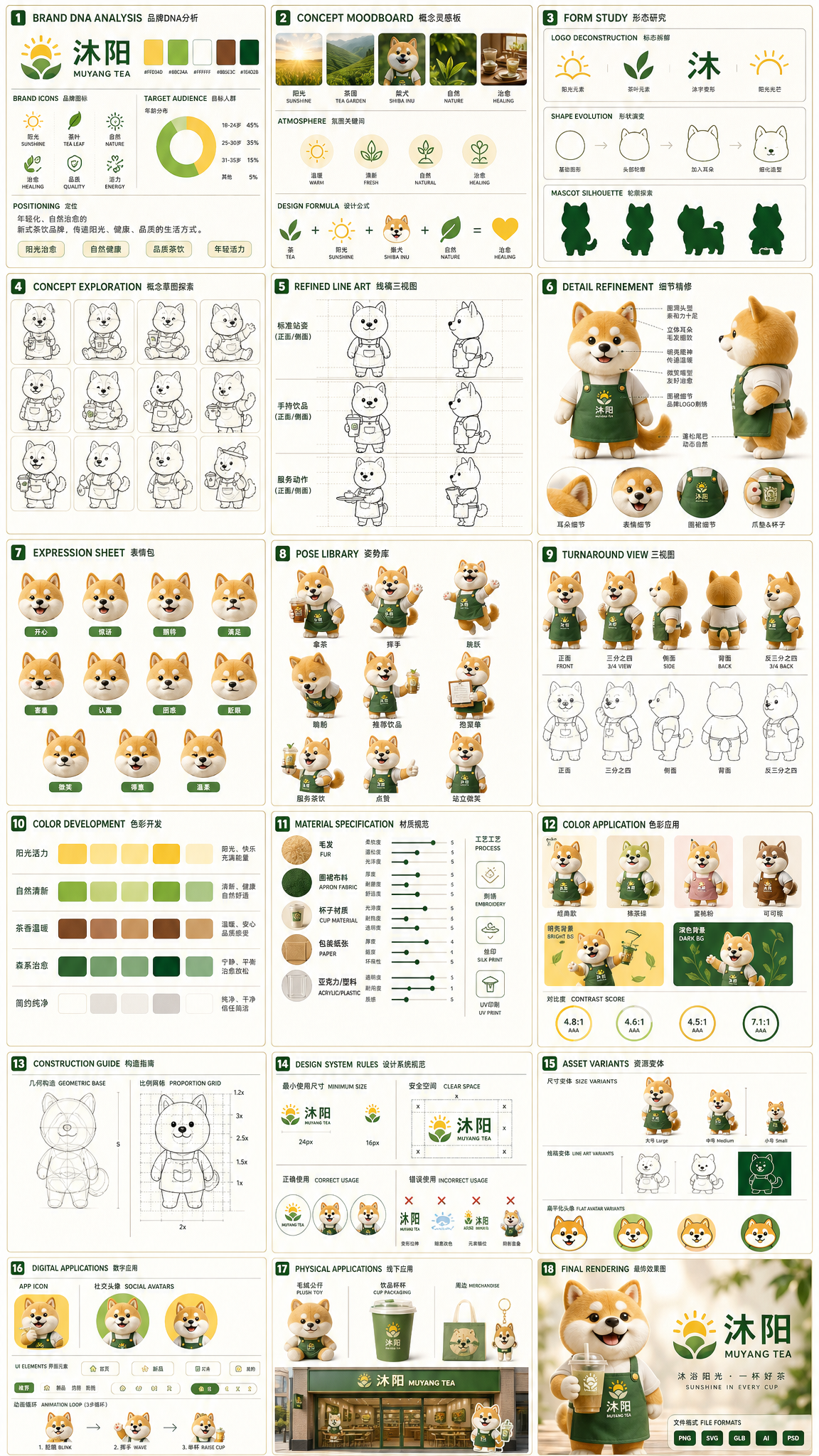 Tea Brand Shiba Inu Mascot Design Board
